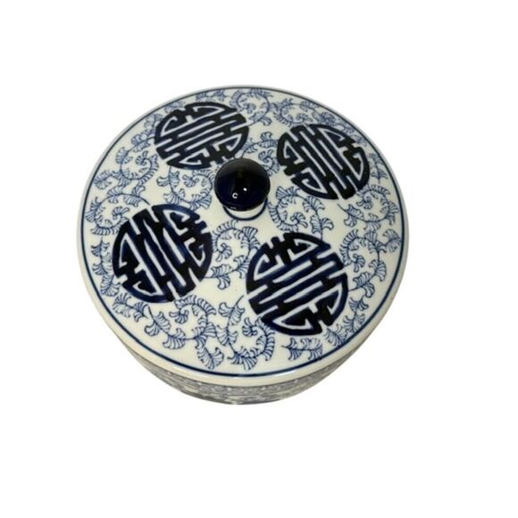 Vintage Bombay Co Lidded Blue and White Porcelain Bowl, Asian - Picture 2 of 6